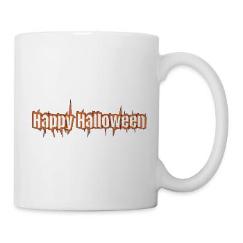Fröhlicher Halloween-Schriftzug Grusel - Tasse - Weiß - Rechts