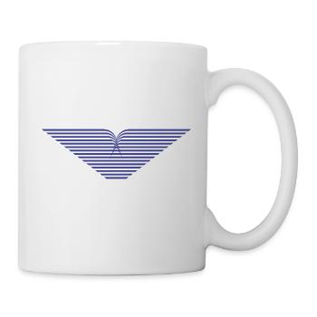 Blaues Strahlen-V Design - Tasse - Weiß - Rechts