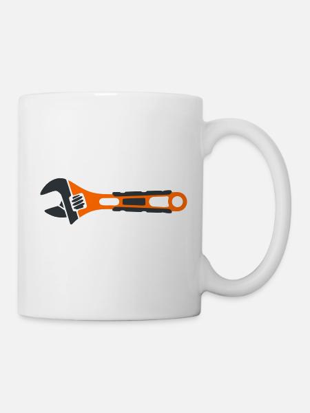 Rollgabelschluessel Grafik - Tasse - Weiß