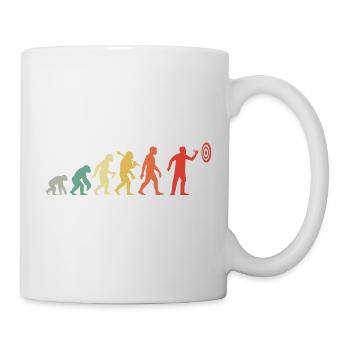 Darts Evolution Dartspieler Zielt Auf Zielscheibe - Tasse - Weiß - Rechts