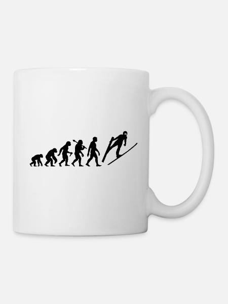 Skispringen Evolution Skispringer Im Flug - Tasse - Weiß