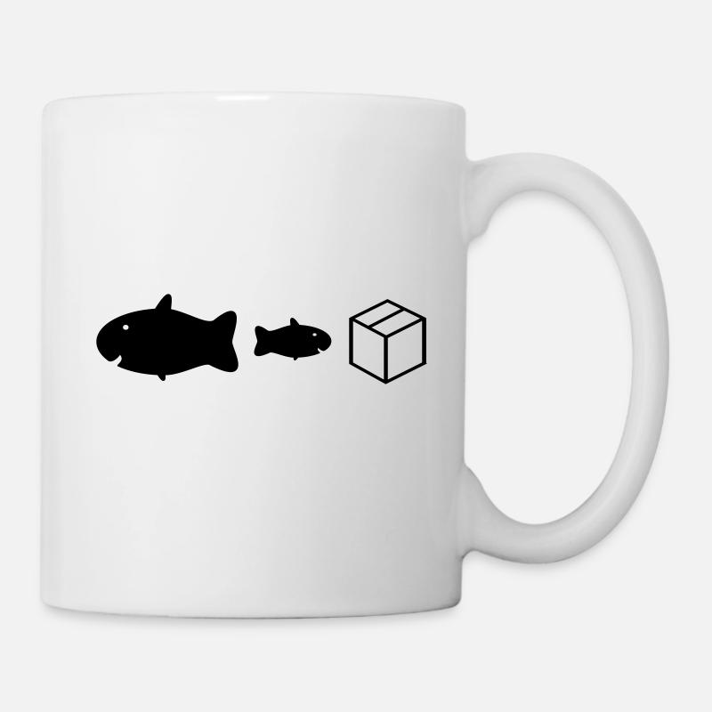big fish little fish cardboard box - Mug - white