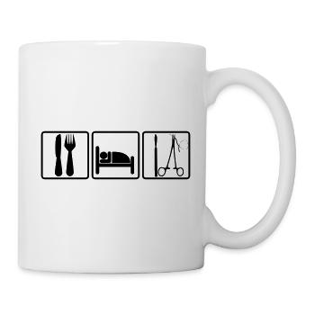 essen schlafen chirurg - Tasse - Weiß - Rechts