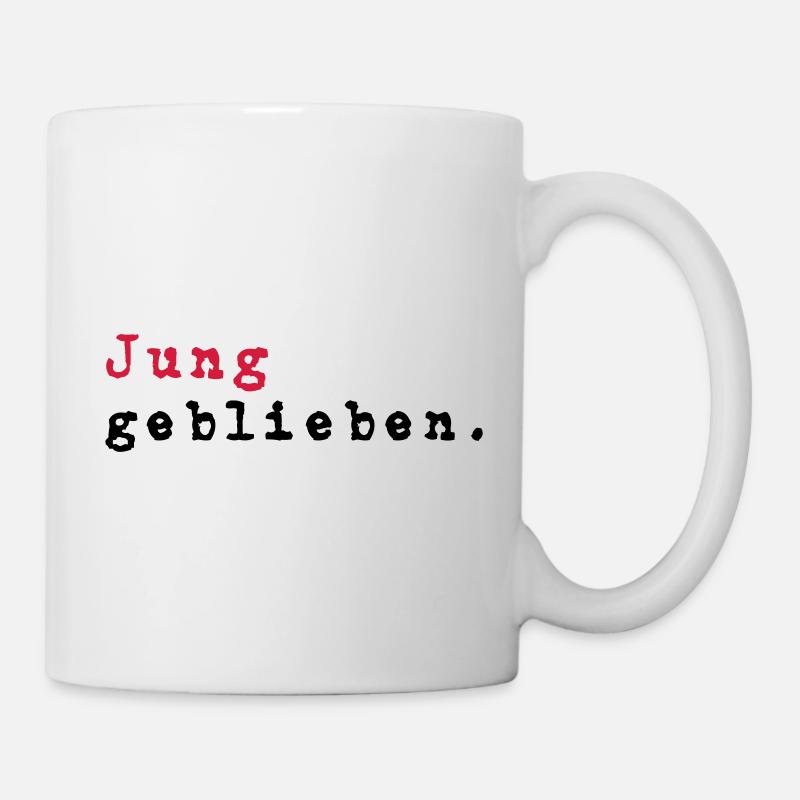 Jung geblieben - alte Schreibmaschine - Tasse - Weiß