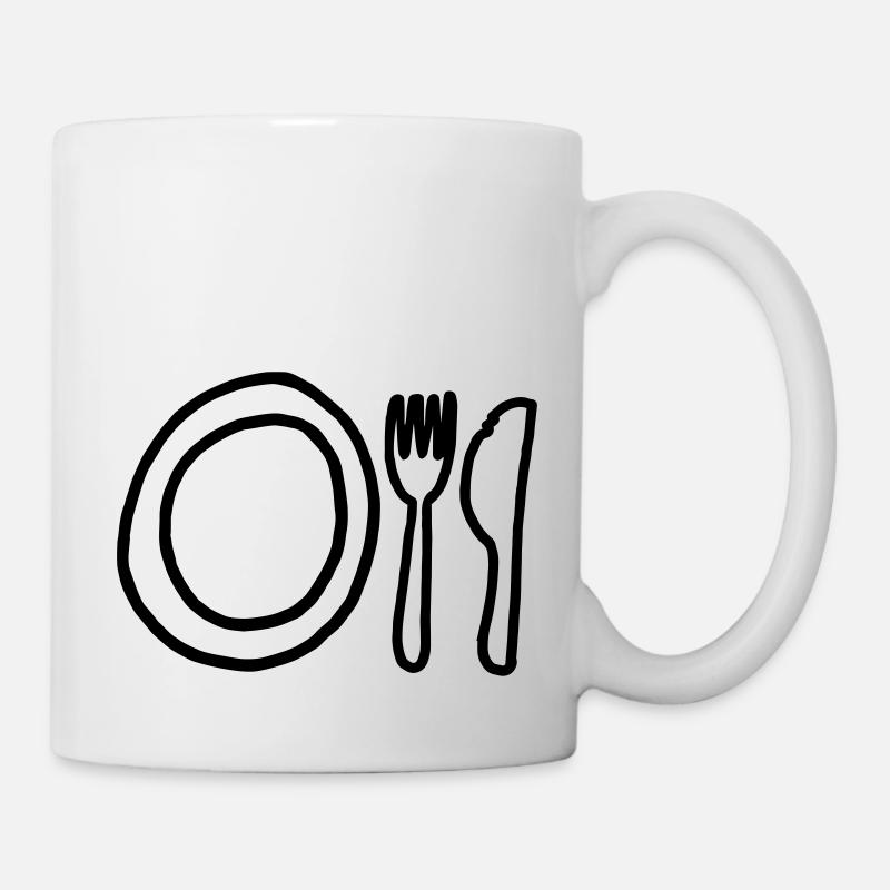 Teller Gabel Messer,Platte,Gerät,Mittagessen, - Tasse - Weiß