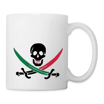 Skull with colorful sabers - Mug - white - Right