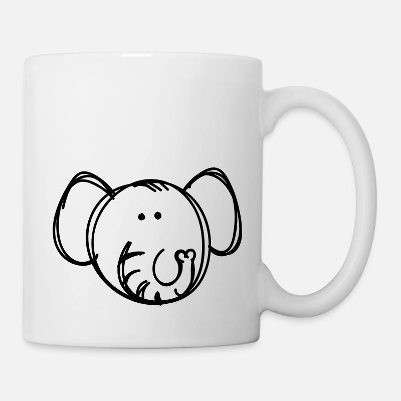 Elefant Zeichnung - Tasse - Weiß