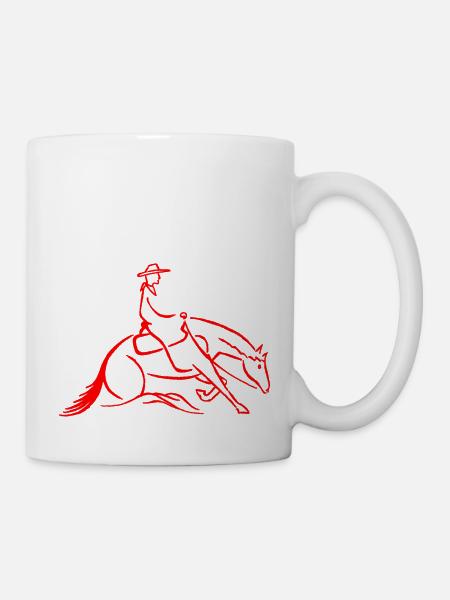 Westernreiter Slidingstop rot - Tasse - Weiß
