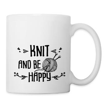 Knit and be happy - Tasse - Weiß - Rechts