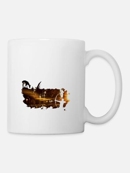 bowhunter splash Sonnenuntergang - Tasse - Weiß