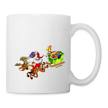 La livraison de cadeaux du Père Noël avec un - Mug blanc - blanc - Droite