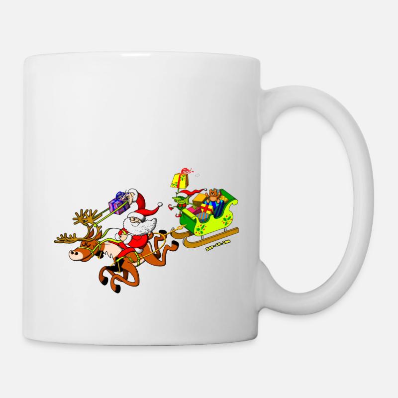 La livraison de cadeaux du Père Noël avec un - Mug blanc - blanc