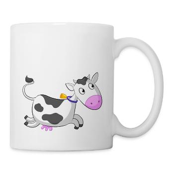 Galloping cartoon cow - Mug - white - Right