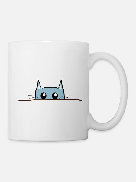 Katze Comic Tisch - Tasse - Weiß
