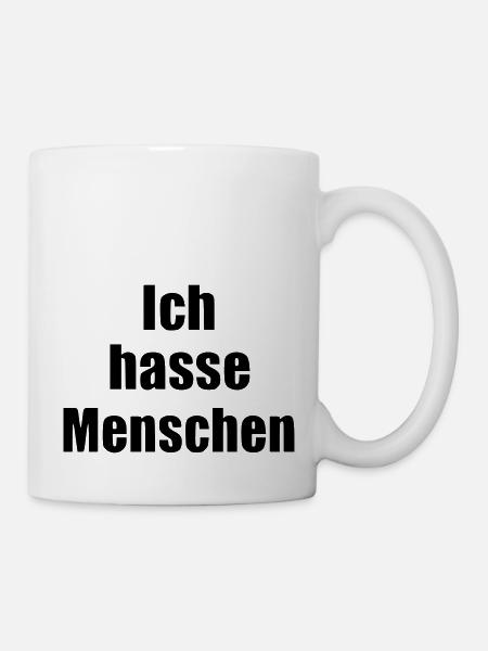Ich hasse Menschen Statement vegan Tierschutz - Tasse - Weiß