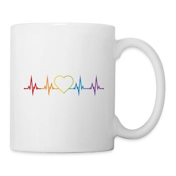 Heartbeat Heart Rainbow LGBT CSD Love colorful - Mug - white - Right