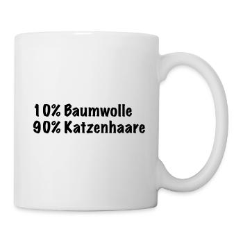 10% Baumwolle, 90% Katzenhaare | Katzen T-Shirt - Tasse - Weiß - Rechts