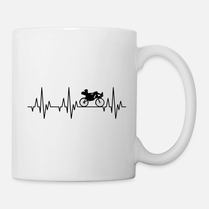 Vélo couché couché ECG de Heartbeat - Mug blanc - blanc