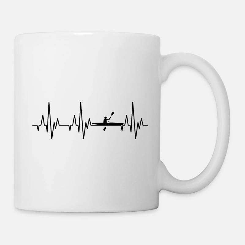 Heartbeat ECG Canoeing Canoë Bateau à rames - Mug blanc - blanc