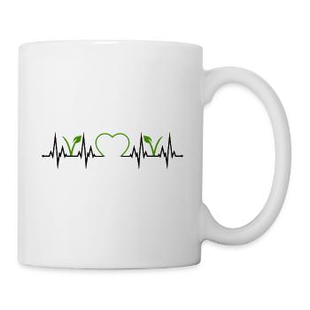 Végétalien Végétarien Heartbeat Coeur ECG Végétalien - Mug blanc - blanc - Droite