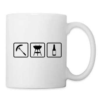 Wurst - Griller - Bier - Tasse - Weiß - Rechts