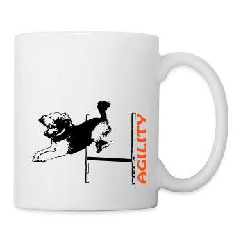 Agility poodle over hurdle - Mug - white - Right
