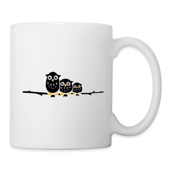 Three baby owls on a branch - Mug - white - Right