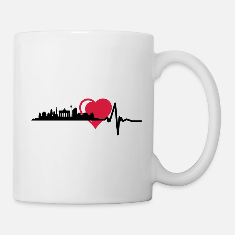 Berlin Skyline Zentral Herz Puls - Tasse - Weiß