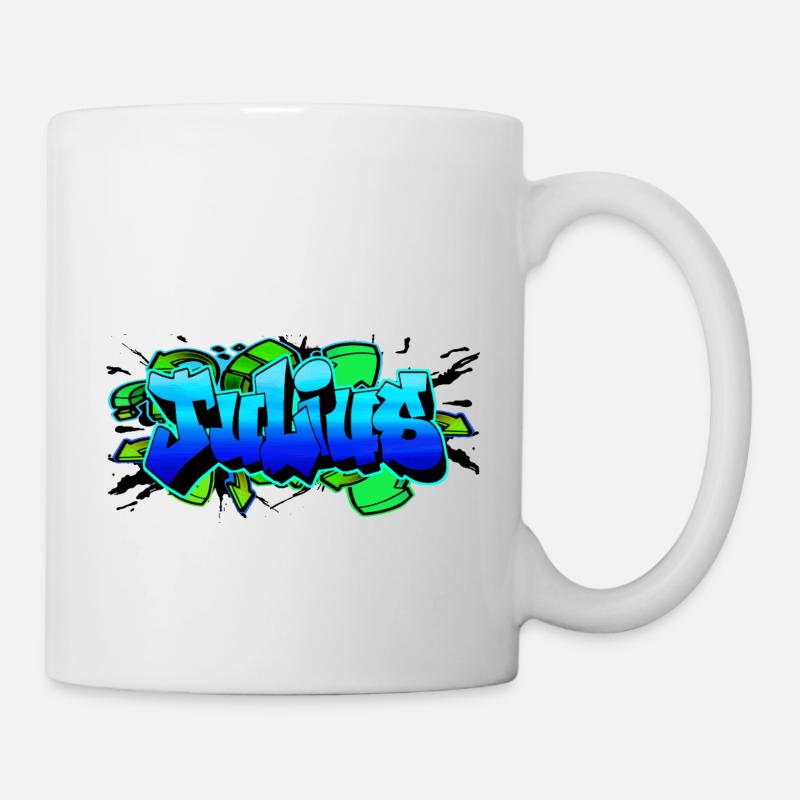 Julius Graffiti Fleche Bleu Vert - Mug blanc - blanc