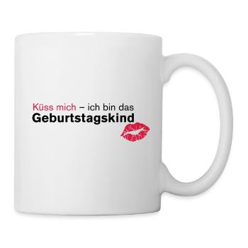 Küss mich - Geburtstagskind - Tasse - Weiß - Rechts
