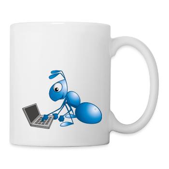 Ameise mit Laptop - Tasse - Weiß - Rechts