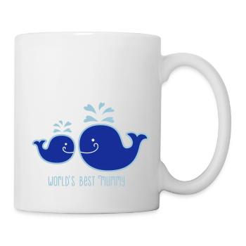 Wal - Mama - Kind - Fisch - worlds best mummy - 2C - Tasse - Weiß - Rechts