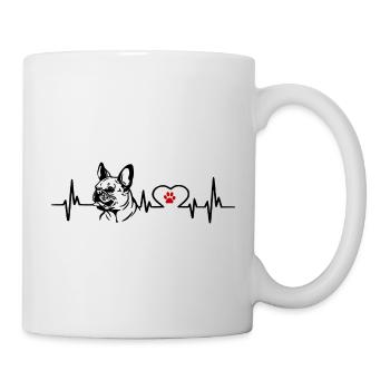 Battement de coeur bouledogue français chien chien ami - Mug blanc - blanc - Droite