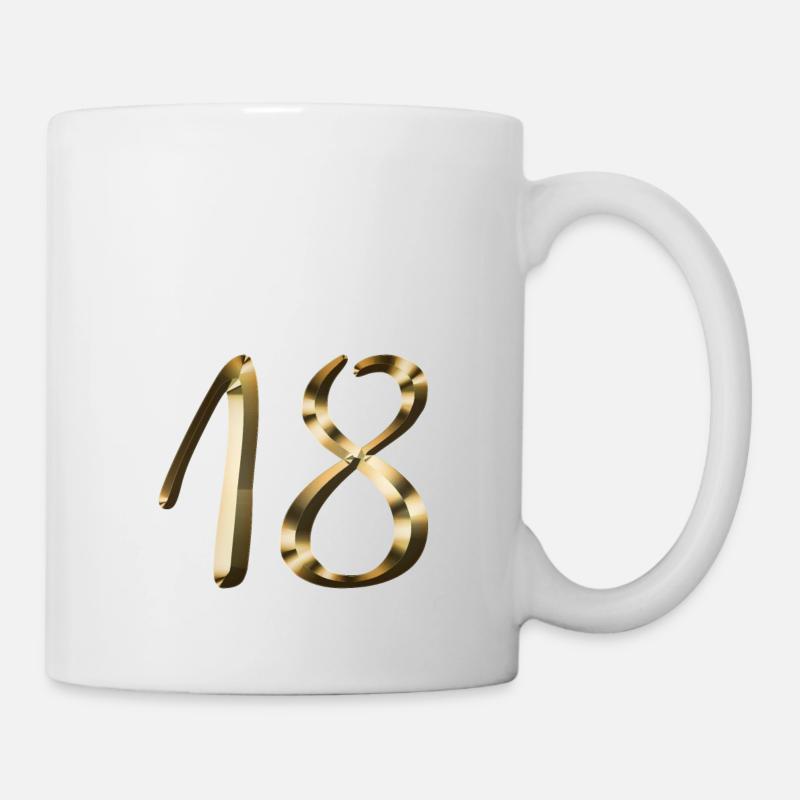 18 ans or 18ème anniversaire de la majorité - Mug blanc - blanc