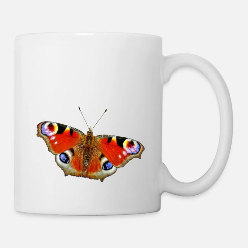 Schmetterling Pfauenauge - Tasse - Weiß