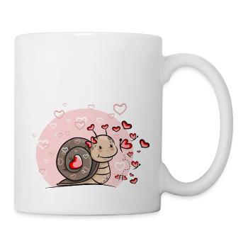 Schnecke mit Herzen - Tasse - Weiß - Rechts