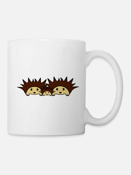 Cute Hedgehog Family - Mug blanc - blanc