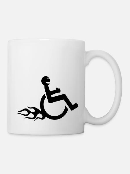handicap fauteuil roulant fun - Mug blanc - blanc