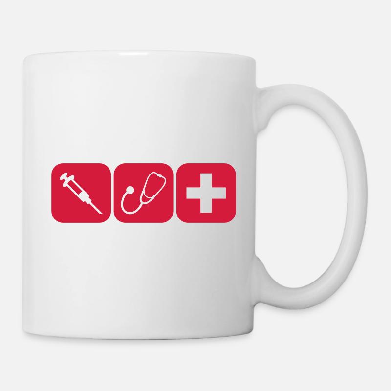 Spritze Stethoskop Kreuz Arzt Logo - Tasse - Weiß