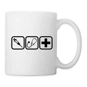 Stéthoscope seringue Croix docteur logo - Mug blanc - blanc - Droite