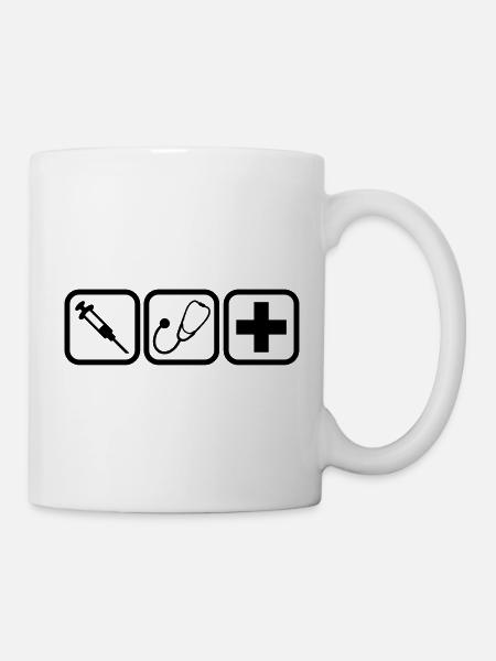 Spritze Stethoskop Kreuz Arzt Logos - Tasse - Weiß