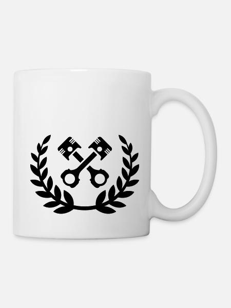 Tuning Race Cars - couronne de laurier / piston - Mug blanc - blanc