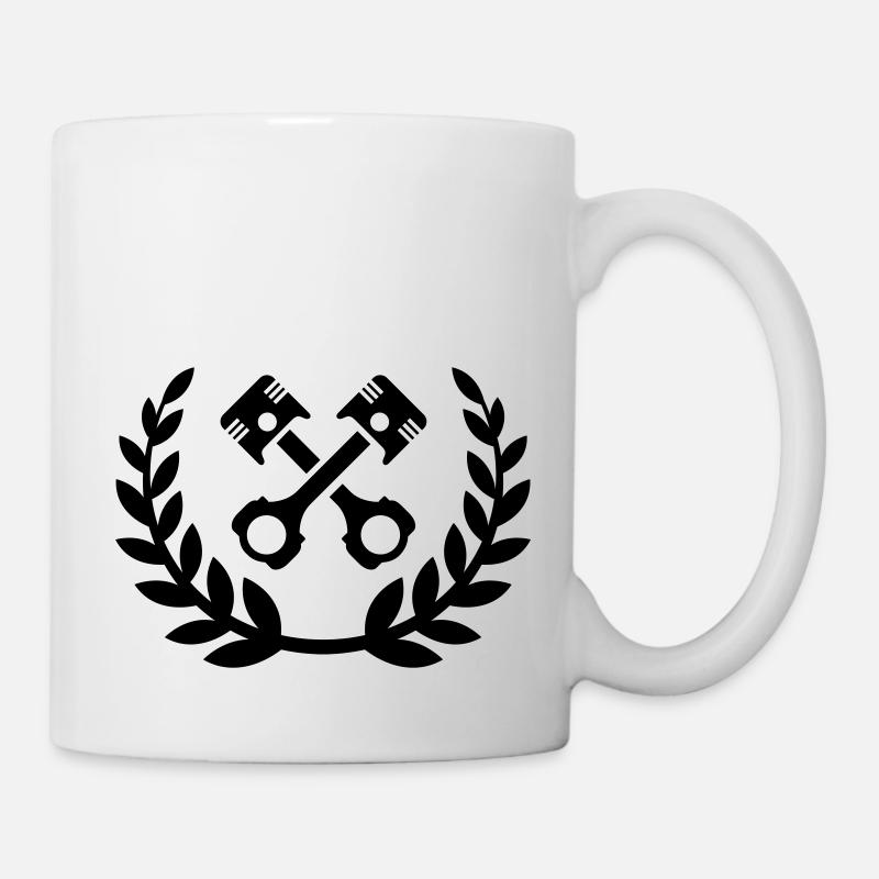 Tuning Race Cars - couronne de laurier / piston - Mug blanc - blanc