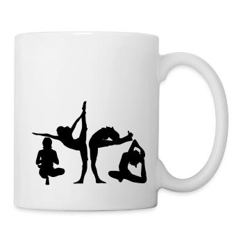 4 women in yoga exercise - Mug - white - Right