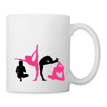 4 women in yoga exercise - Mug - white - Right