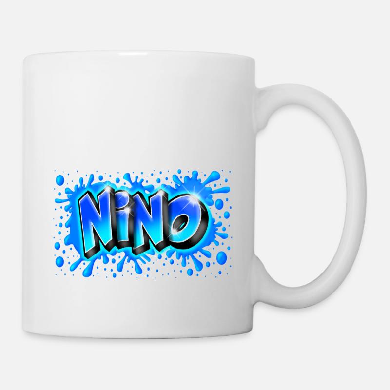 Graffiti NINO platsch blau - Tasse - Weiß