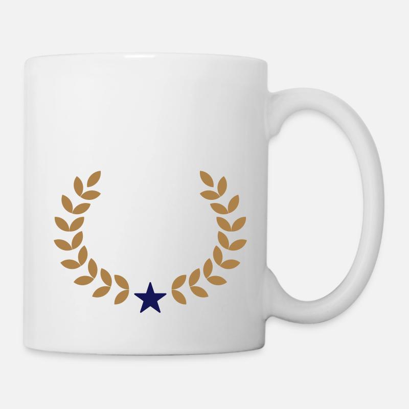 Couronne de laurier, vos texte, stars, équipe - Mug blanc - blanc