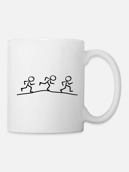 Strichmännchen laufen Wettrennen - Tasse - Weiß