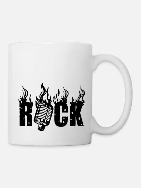 rock microphone flamme mot musique 22407 - Mug blanc - blanc