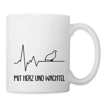 Mit Herz und Wachtel - Tasse - Weiß - Rechts